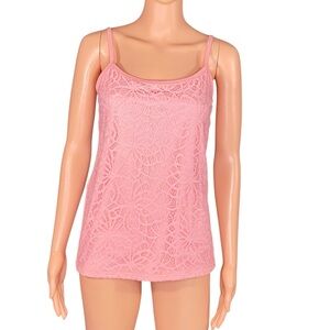 New York & Company Pink Lace Camisole Spaghetti Straps Stretchy SZ Small